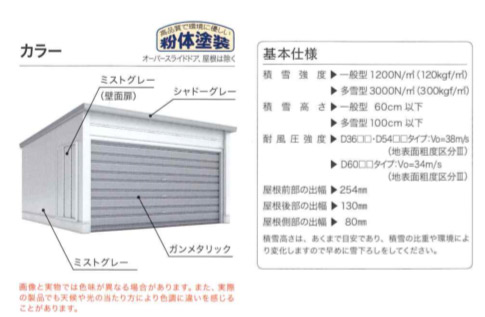 イナバ　タフレージ WG-D3658MU (多雪型) オーバースライドタイプ　1台用